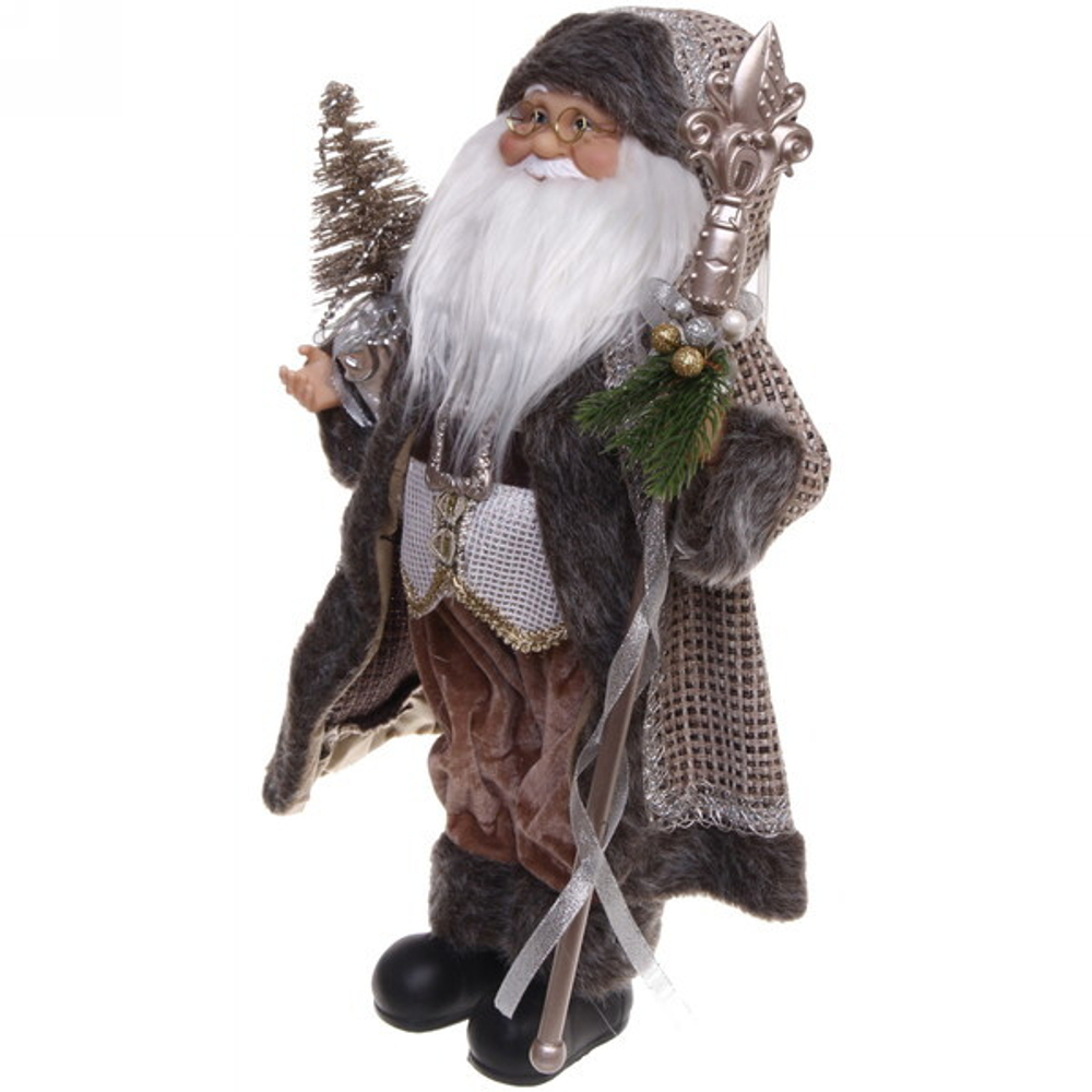 Дед Мороз 45 см в серой шубе с посохом (без музыки)