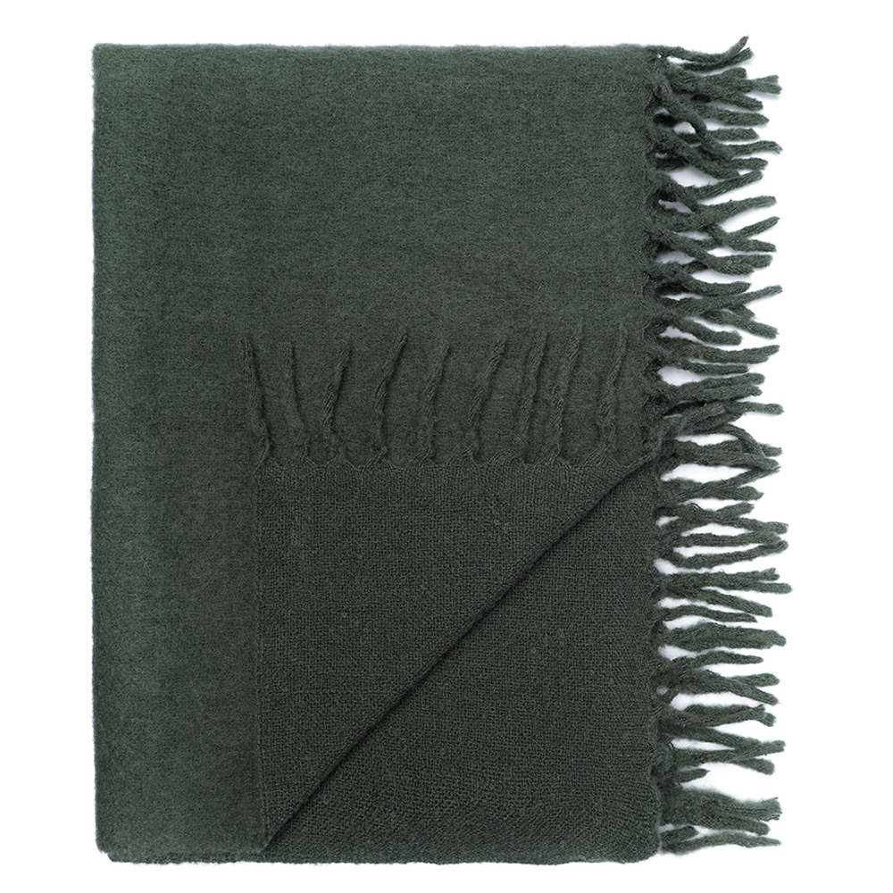 Плед мохеровый хвойно-зеленого цвета из коллекции essential, 130х180 см