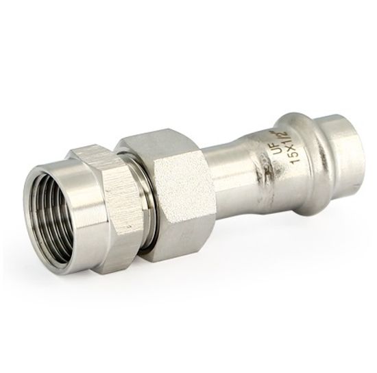 Муфта пресс Uni-Fitt 15 x 3/4" ВР с разъёмным соединением и плоской прокладкой нерж.сталь 786S1300