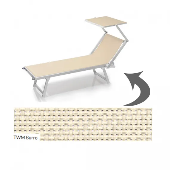 Шезлонг-лежак металлический 501 Relax, серебристый, слоновая кость