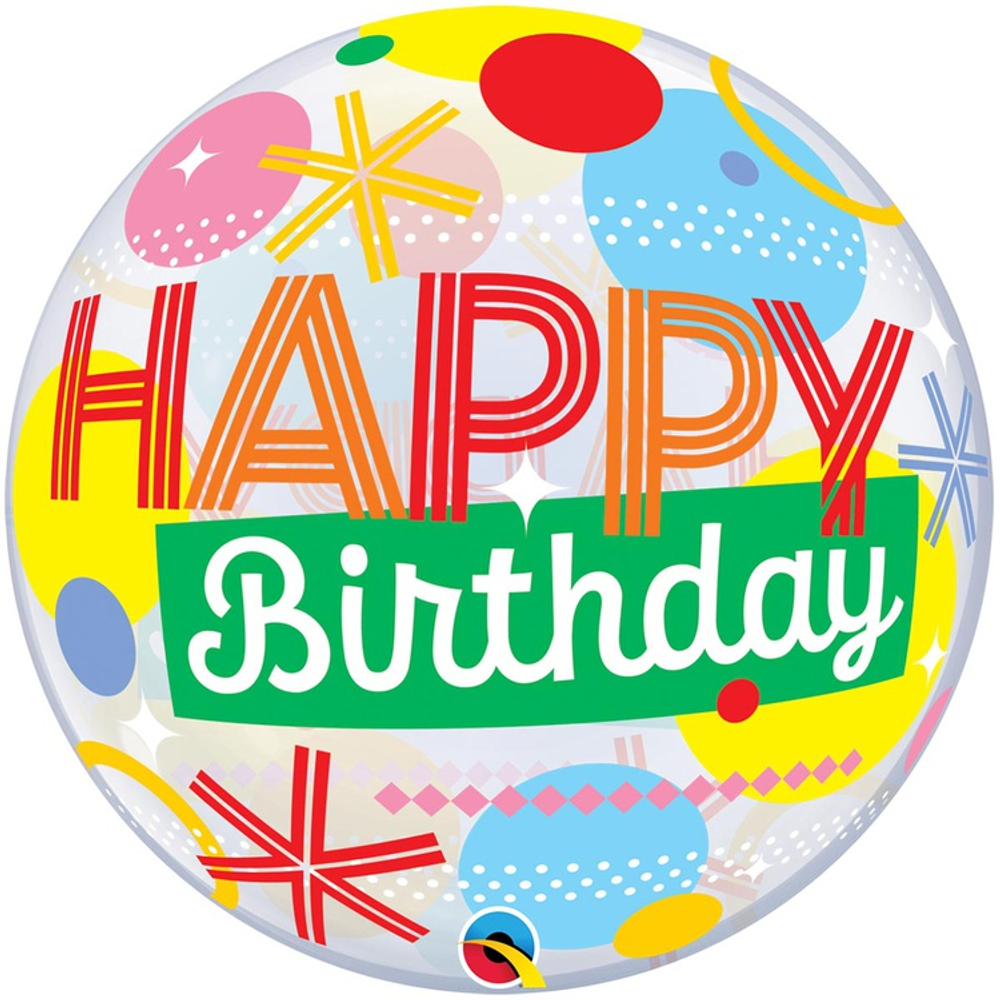 Шар Фольгированный Круги Точки Линии Bubble Прозрачный (Персиковый)