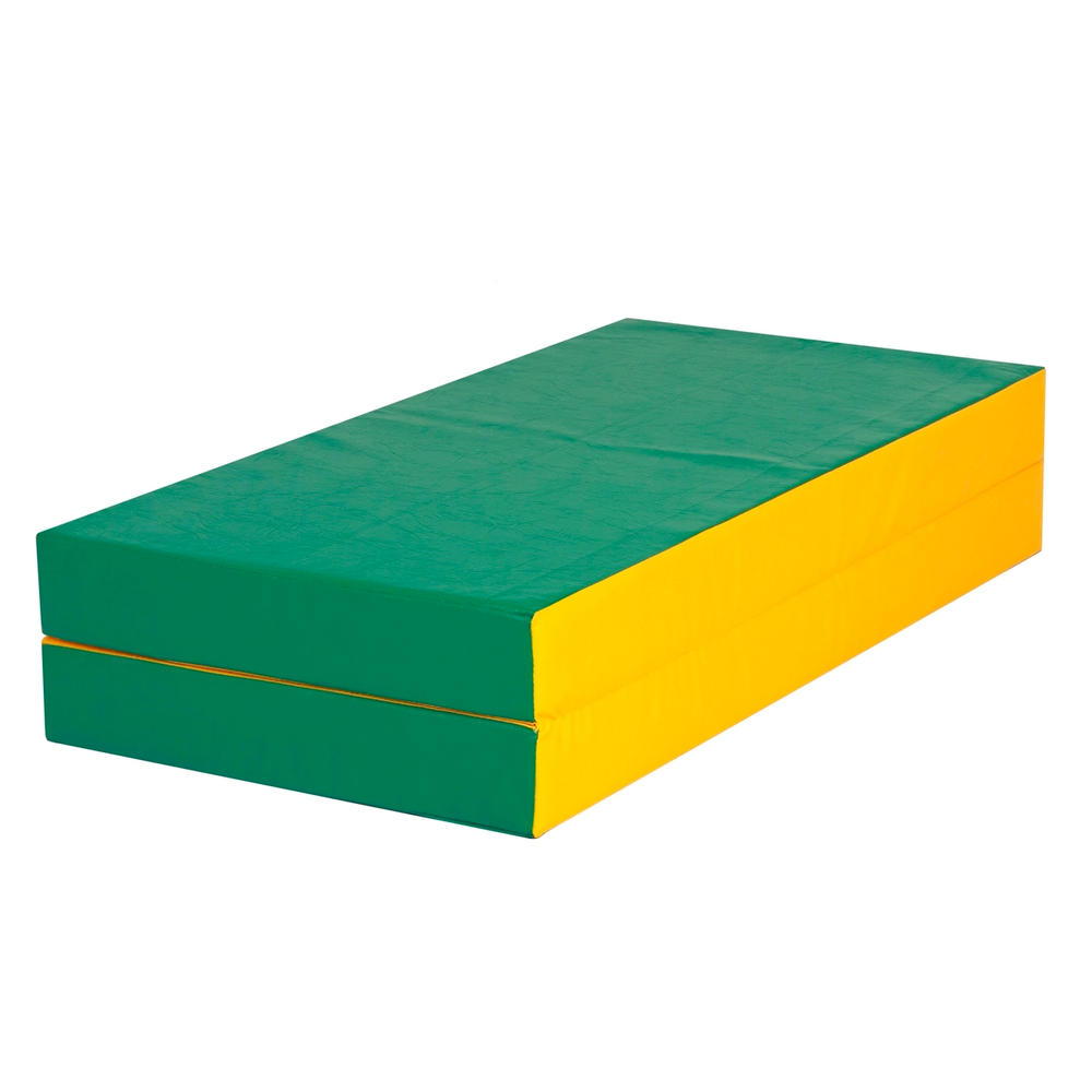 Спортивный мат 100 х 100 х 10 см складной, зелено/желтый