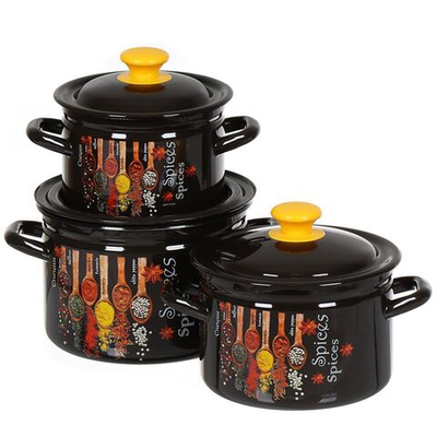 Набор эмалированной посуды 6 пр, кастрюли 2,3,4 л, Керчь, Карри-1 эксклюзив