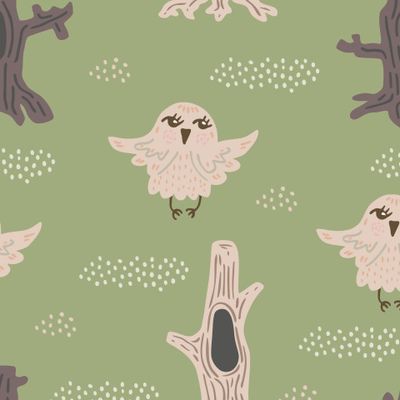 Buy baby fabric owl in woods green