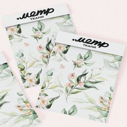 Ткань мембрана акварельные листья с цветами