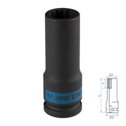 KING TONY (443017M) Головка торцевая ударная глубокая двенадцатигранная 1/2", 17 мм