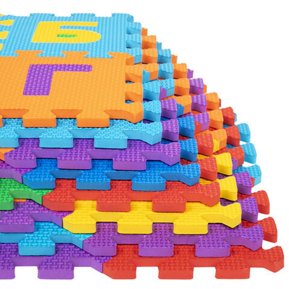 Коврик-пазл напольный 1,2х0,6 м, мягкий, "Алфавит", 32 элемента 15х15 см, толщина 1 см, ЮНЛАНДИЯ, 664656