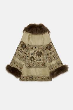 ZARA КИМОНО С ВЫШИВКОЙ — ZW COLLECTION LIMITED EDITION, СВЕТЛО-ЗЕЛЕНЫЙ