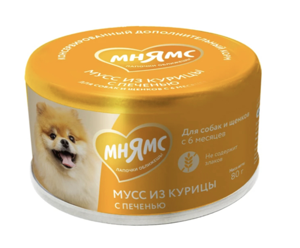МНЯМС Мусс из курицы с печенью для собак и щенков от 6 месяцев 0,08 кг