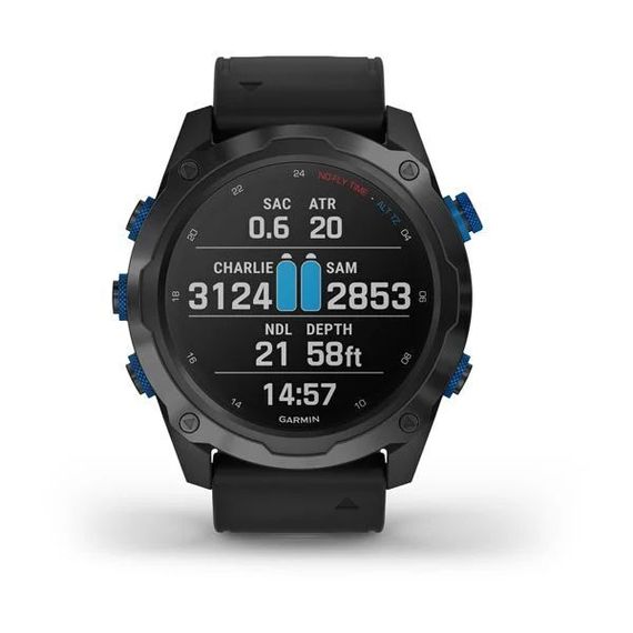 Комплект умные часы - дайвинг компьютер Garmin Descent MK2i DLC-покрытием и черным ремешком + датчик Descent T1