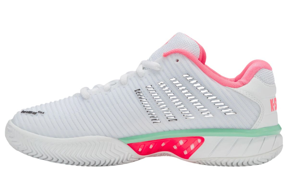 Женские теннисные кроссовки K-Swiss Hypercourt Express 2 Clay - white/neon pastel pink/black