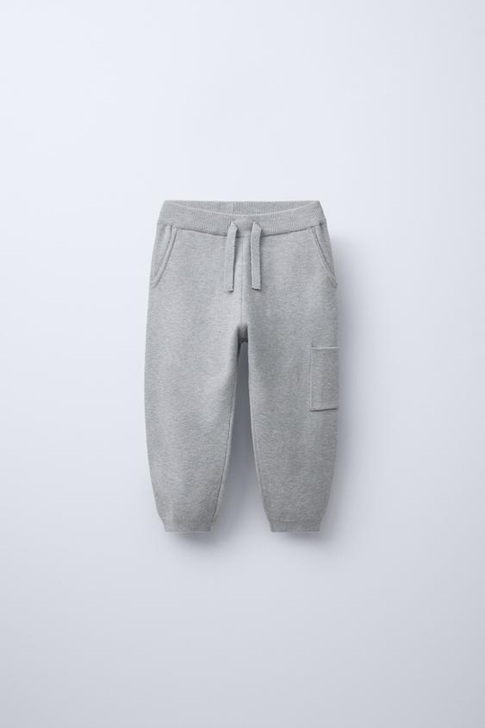ZARA ТРИКОТАЖНЫЕ БРЮКИ-ДЖОГГЕРЫ, СЕРЫЙ С МЕЛАНЖЕВЫМ ЭФФЕКТОМ