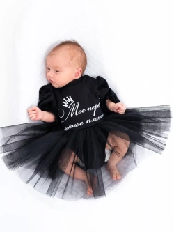 Платье-боди черное для новорожденных
