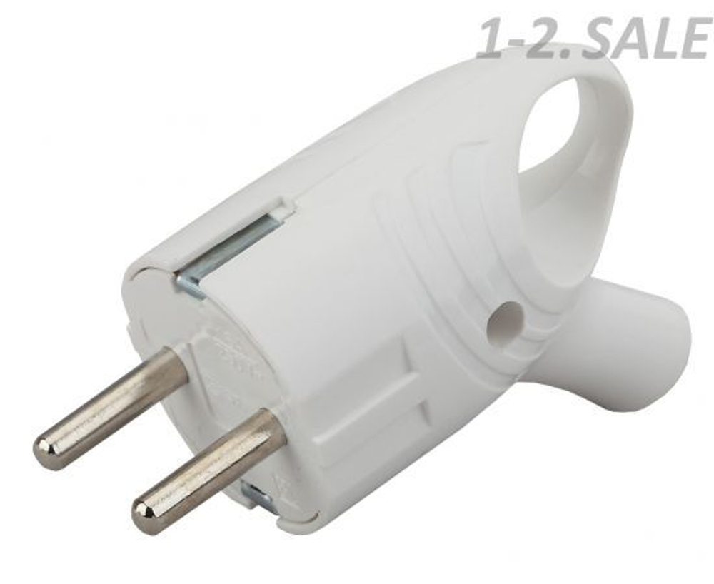 Вилка с заземлением, угловая с кольцом 16А белая Vx4-W ЭРА Б0039676, 1 шт.