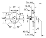 Смеситель для душа GROHE BauLoop (внешняя и встраиваемая части), хром 29080000