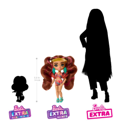 Barbie Extra Minis - Маленькая модная кукла в пляжной одежде HPB18 / артикул   HGP62 HPB18  / GTIN 194735154166