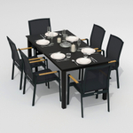 Обеденная группа Ideal Patio ДОЛЛА СОЛА каркас карбон, стол алюминий 180, текстилен серый