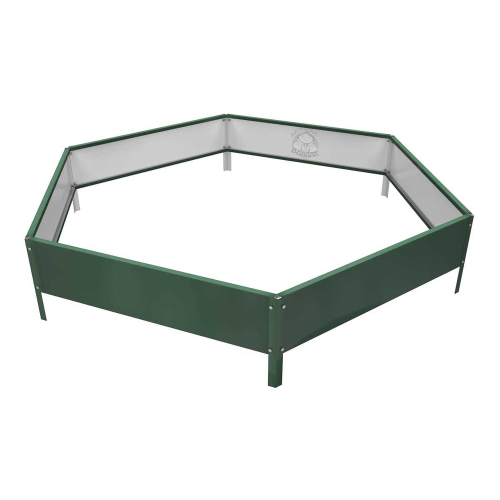 Клумба многоугольная оцинкованная с ножками 1 ярус RAL 6002 Зеленая листва