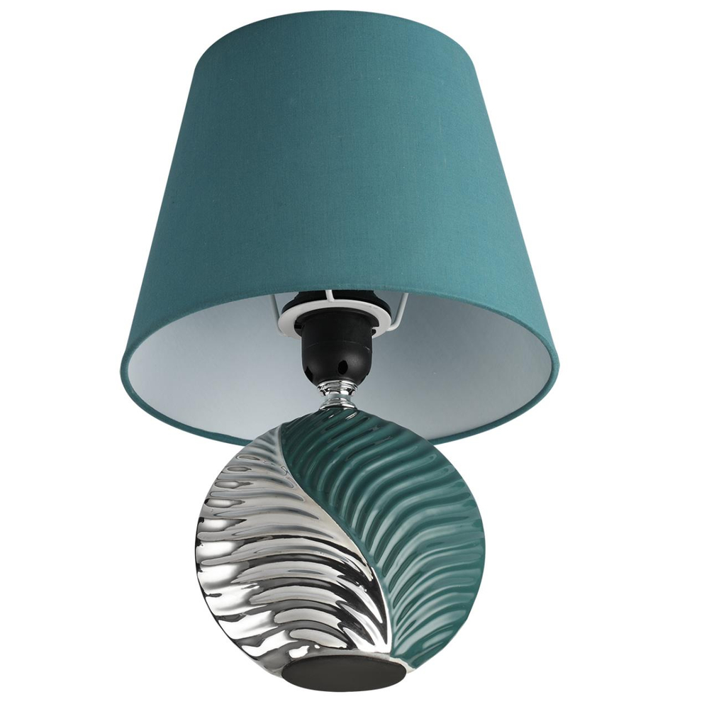 8139/1T MODERNI LN26 491 бирюзовый/серебро, керамика/текстиль Настольная лампа Е27 1*60W 220V TAPALA