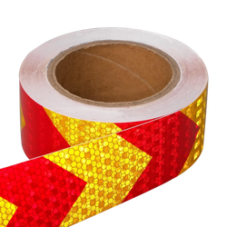 Светоотражающая лента жёлто-красная (алмазная) 50 мм х 25 м