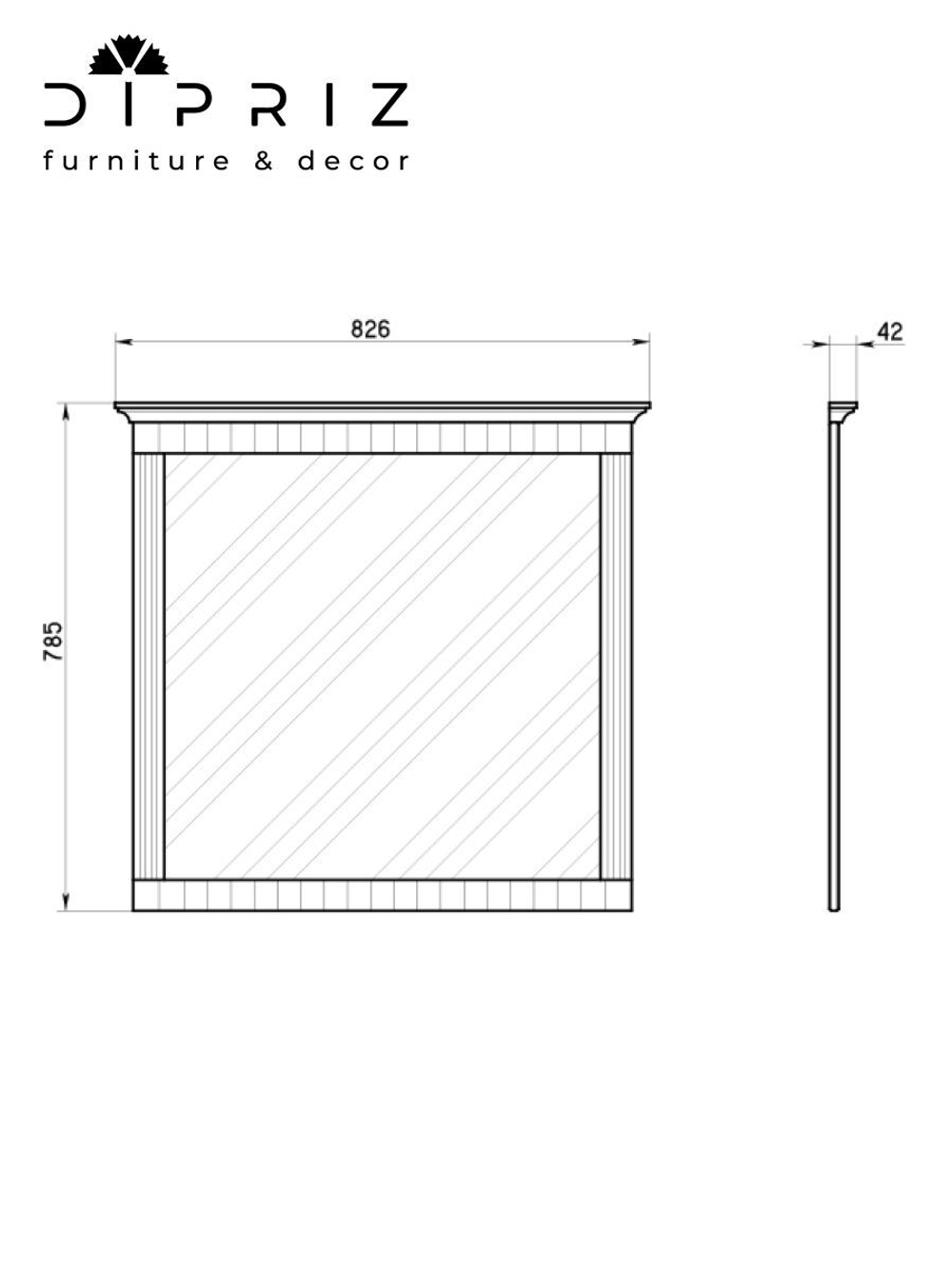 Зеркало интерьерное Неаполь с карнизом, зеленое