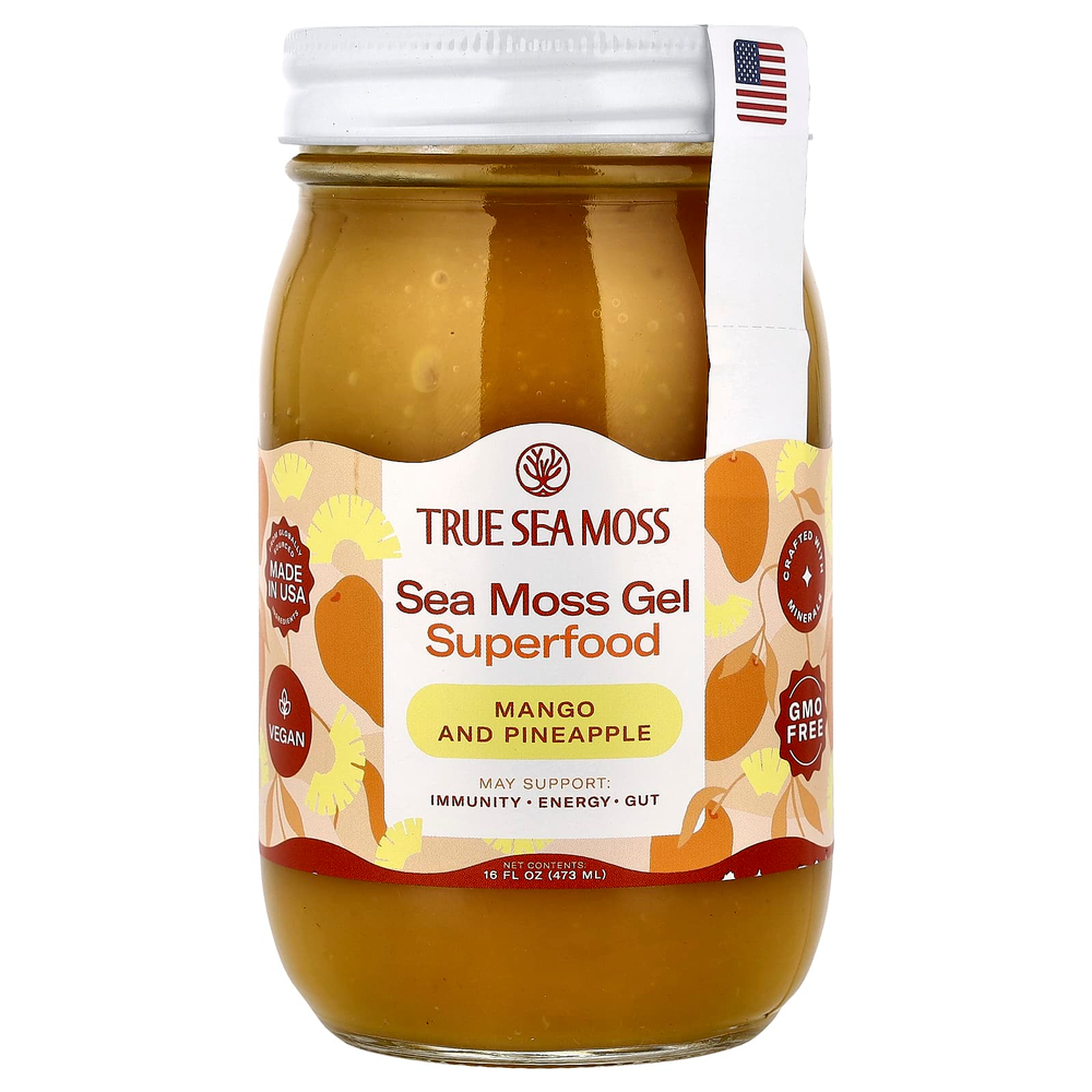 True Sea Moss, гель с морским мхом, суперфуд, манго и ананас, 473 мл (16 жидк. унций)