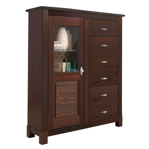 Комод высокий с ящиками для одежды на ножках деревянный Рауна 16 (колониал), 103x132x38 см