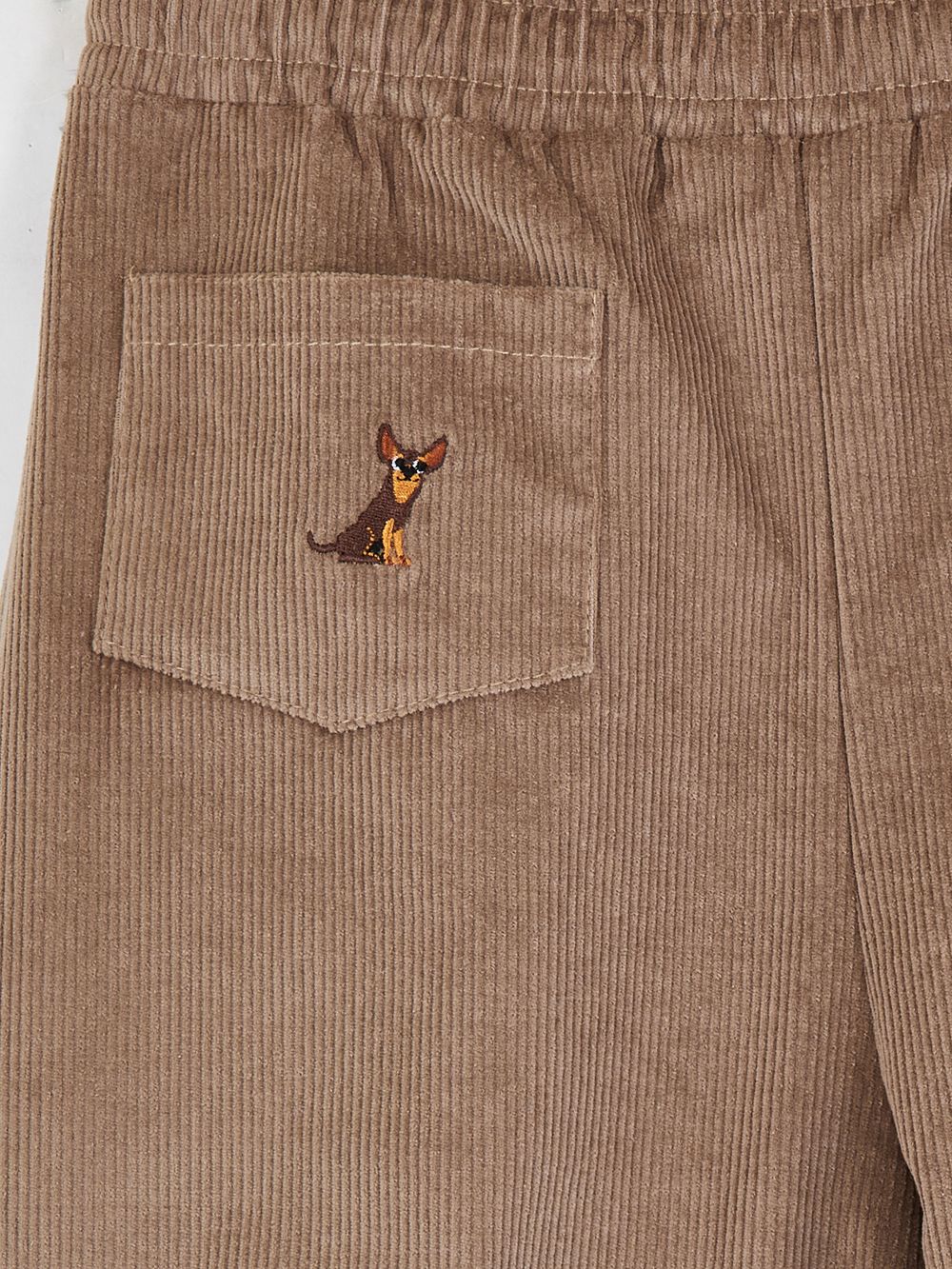 Широкие брюки капучино с вышивкой СОБАЧКИ