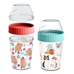 Контейнер для завтрака 440мл с декором, Капибара/Котики микс