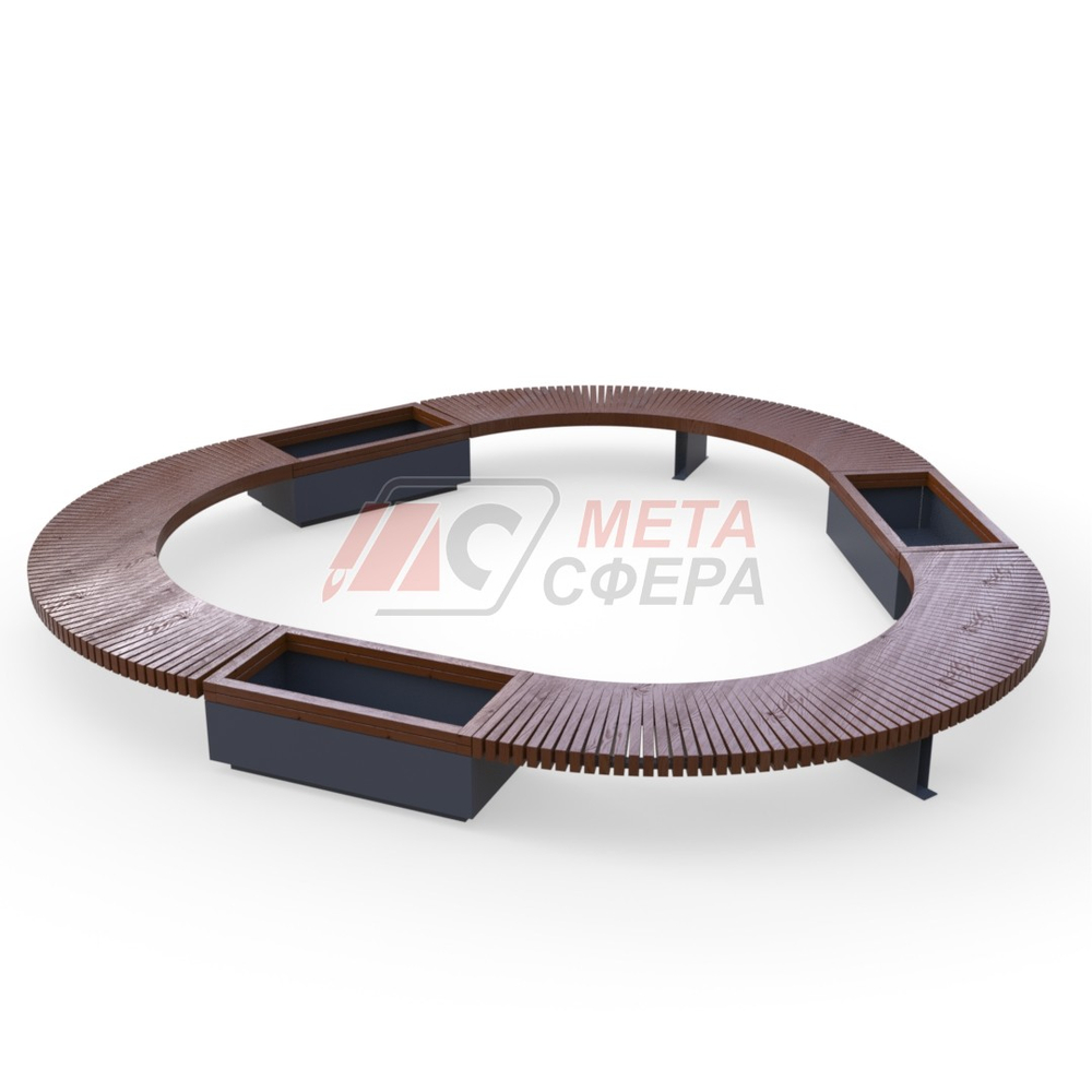 Лавка Rail Road 03 с 3-мя вазонами