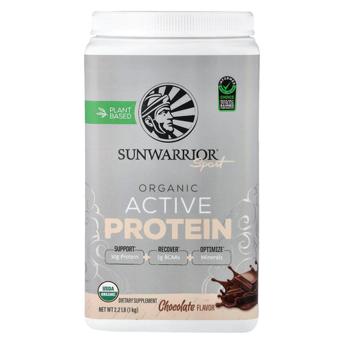Sunwarrior, Sport, органический активный протеин, шоколад, 1 кг (2,2 фунта)