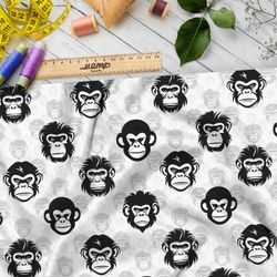 Ткань премиум шифон мрачные обезьяны