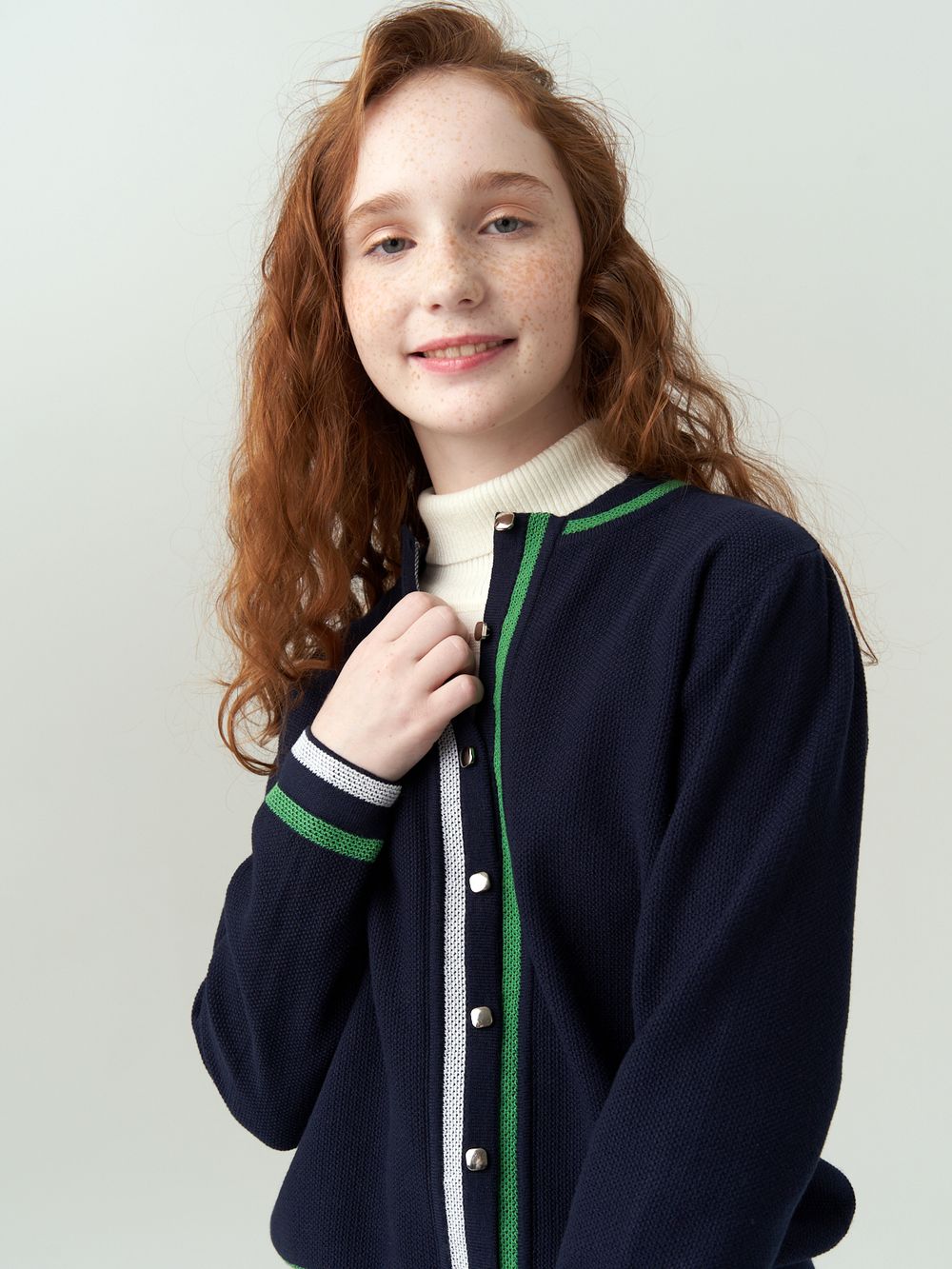 Кардиган бомбер для девочки AT1025 синий