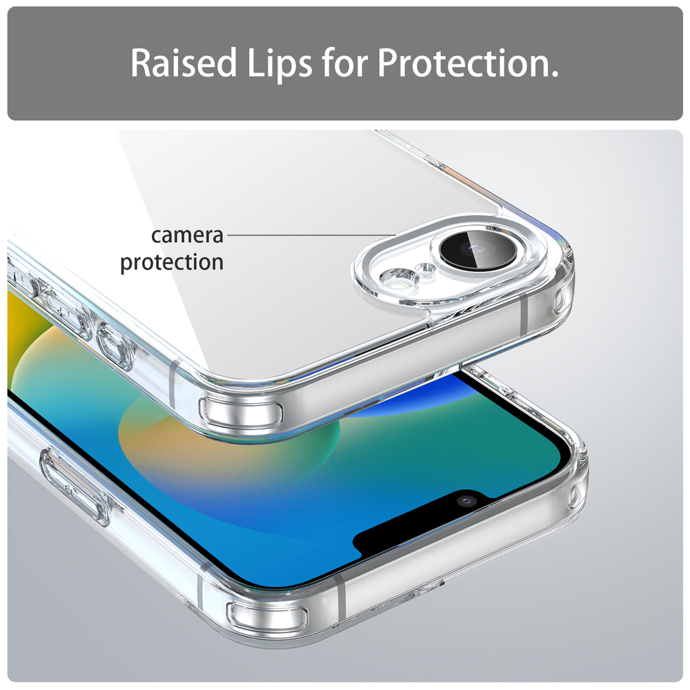 Чехол прозрачный для iPhone 16e, мягкие усиленные боковые рамки