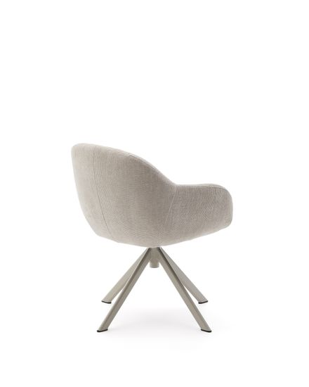 Dorina Вращающееся кресло из бежевого шенилла и стальными бежевыми ножками Испания 