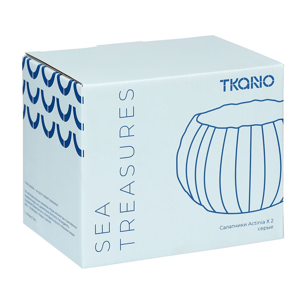 Набор из 2 салатников Actinia серого цвета из коллекции Sea treasures, 640 мл
