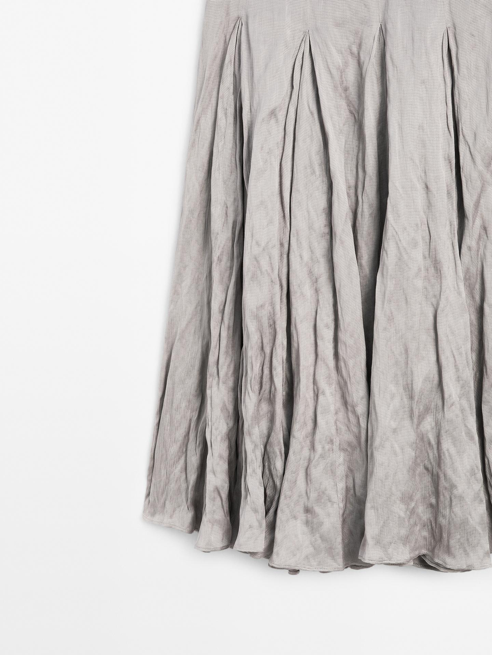 Massimo Dutti Струящаяся юбка миди с отделкой годе - Студия, серебро