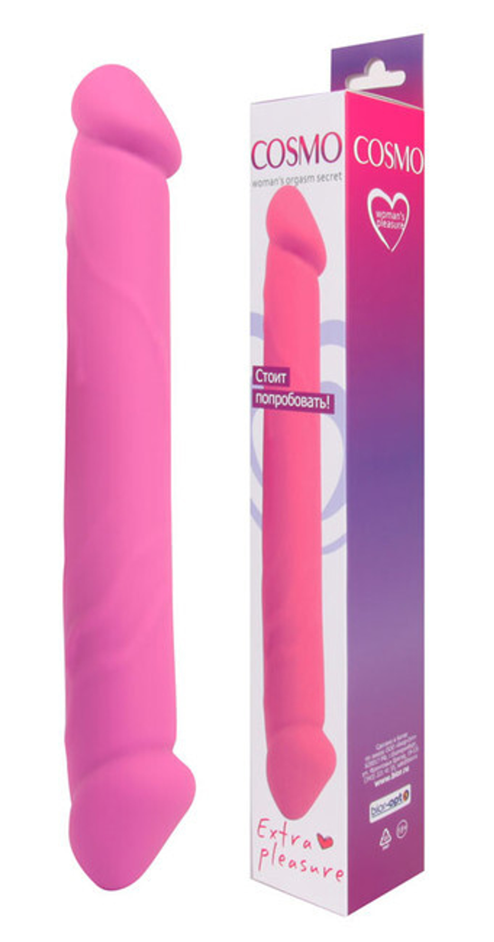 Небольшой двухголовый фаллос-стимулятор Cosmo Extra pleasure, (23 см) (Цвет: розовый)