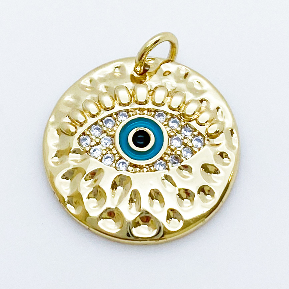 Подвеска Глаз, позолота, фианиты, размер 18 мм, цена за 1 шт