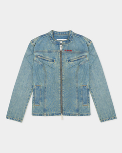 Джинсовая куртка женская байкерская JEANS BIKER JACKET GREEN