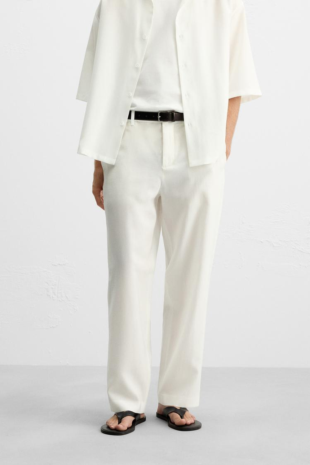 ZARA БРЮКИ ИЗ СМЕСОВОГО ЛИОЦЕЛЛА, БЕЛЫЙ