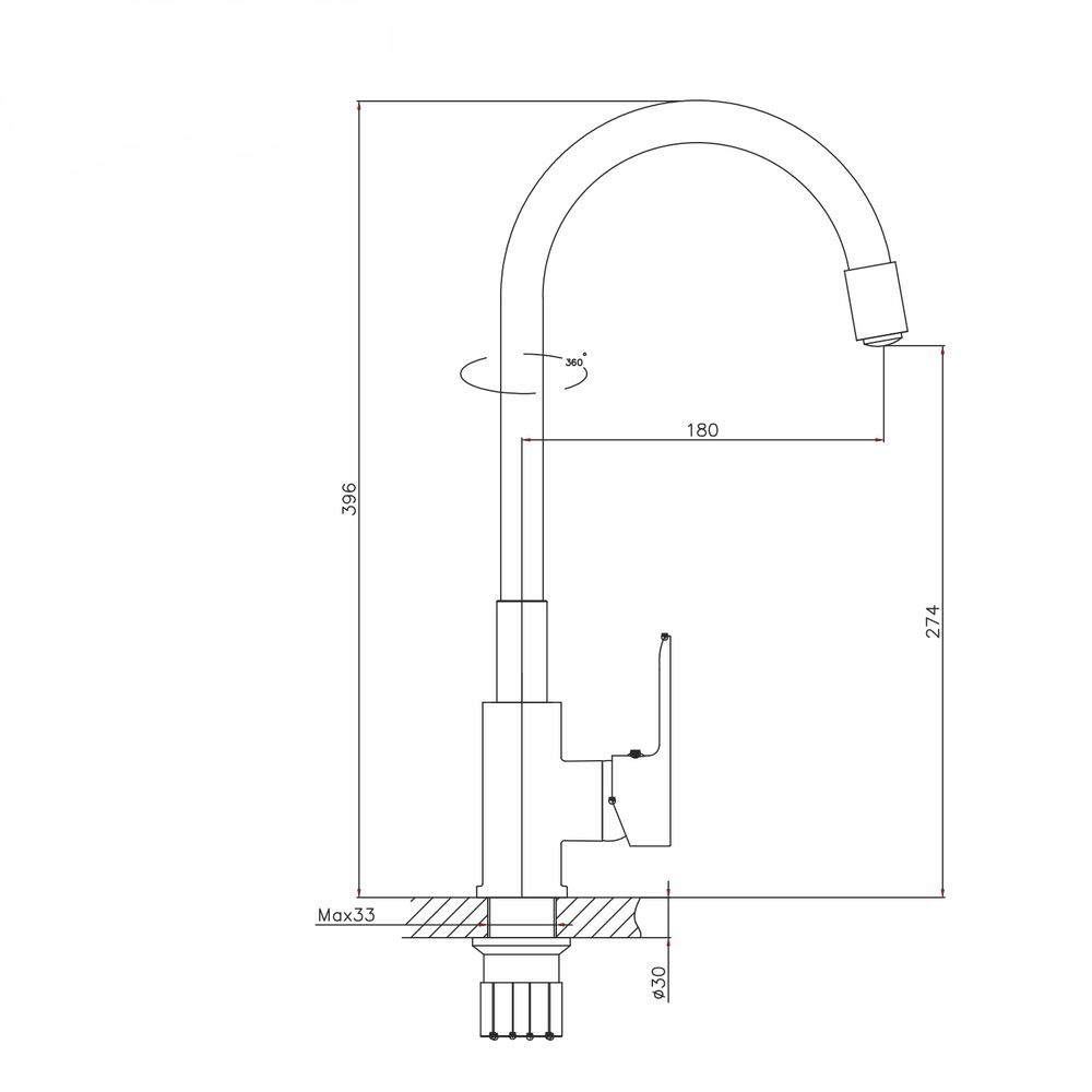 Смеситель для кухни 35k MIXLINE ML23-097 "Round Black" гибкий излив боковая ручка ЧЕРНЫЙ