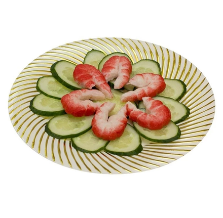 Тарелка Complement пластиковая бежевая с золотой волной d=230мм 12шт/упак