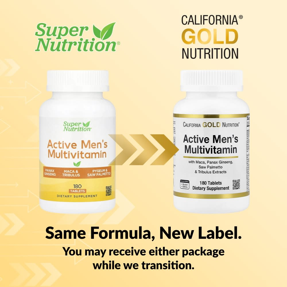 California Gold Nutrition, мультивитамины для активных мужчин, с экстрактом женьшеня обыкновенного, маки, серенои и якорцов, 180 таблеток