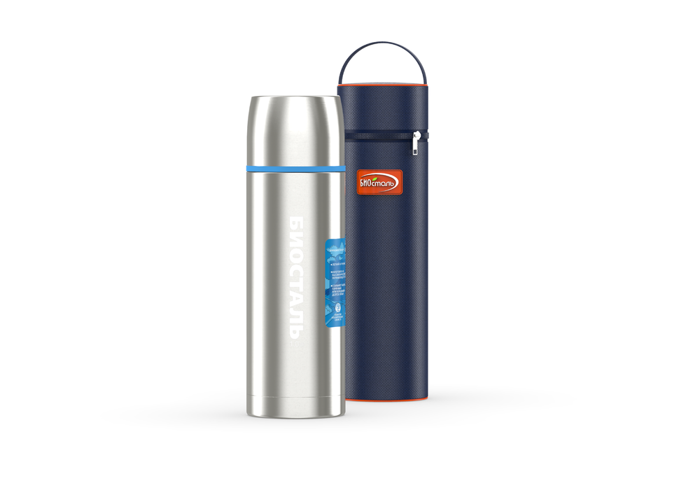 Термос Biostal Авто (1 литр) с термочехлом, стальной