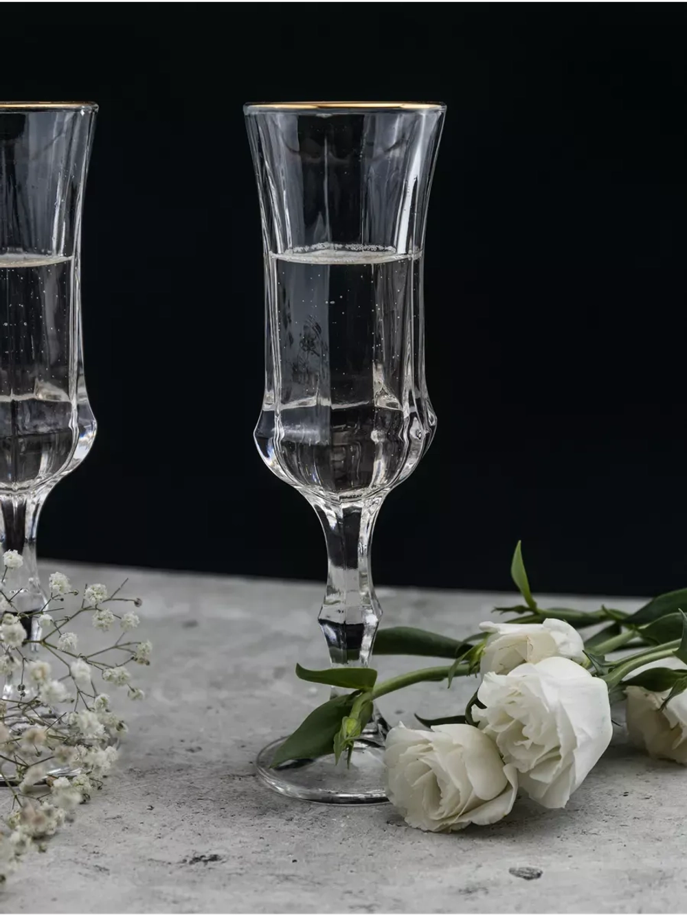 Набор бокалов для шампанского, 160 мл. 6 шт, с золотом