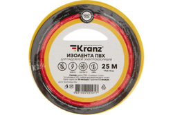 Изолента ПВХ KRANZ 0,13х19 мм, 25 м, желтая KR-09-2202