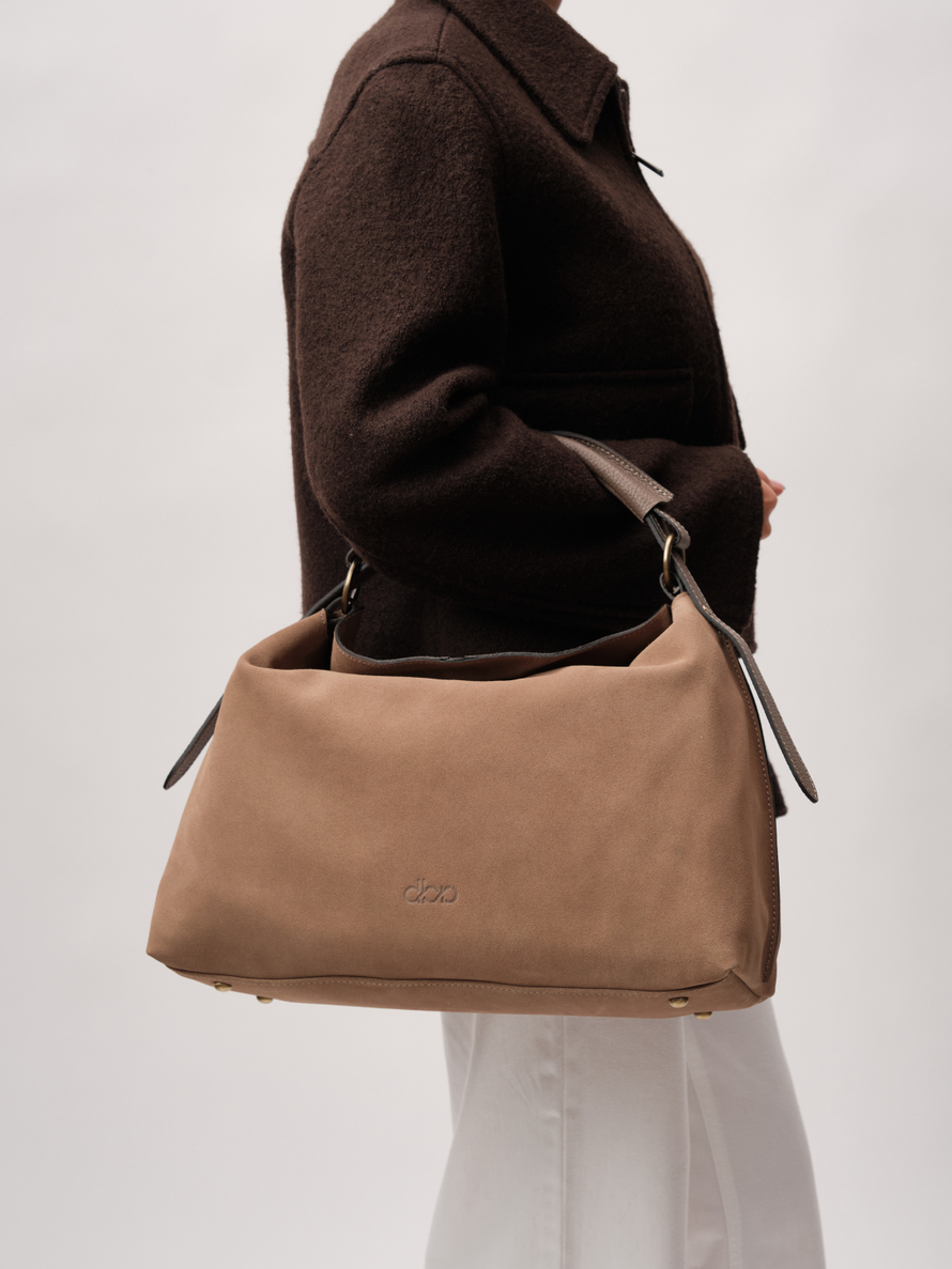 Замшевая сумка Andrea DBR 31374 серо-коричневый