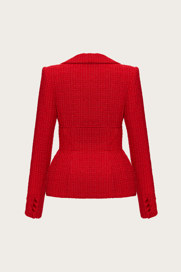 ЖАКЕТ ИЗ КРАСНОГО ХЛОПКОВОГО ТВИДА