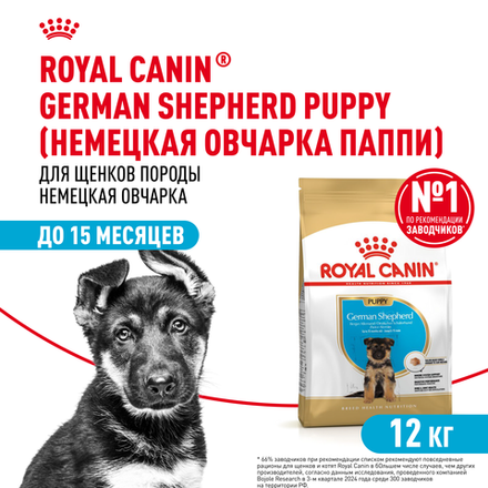 Royal Canin German Shepherd Puppy Немецкая овчарка Паппи Корм сухой для щенков породы Немецкая овчарка до 15 месяцев 12кг